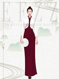 星級酒店中式餐廳服務生定制服裝設計效果圖