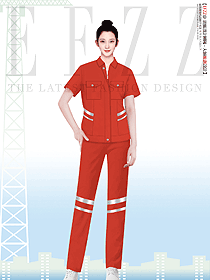 夏季橙色反光衣工作服女款設(shè)計(jì)圖
