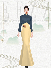 徽派風格酒店制服迎賓服裝設計圖