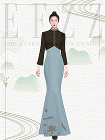 徽派文化主題酒店員工服裝設計效果圖