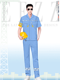 夏季男裝反光條工作服裝設計參賽圖