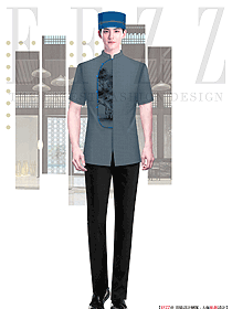 江南水鄉風格酒店門童服裝設計效果圖