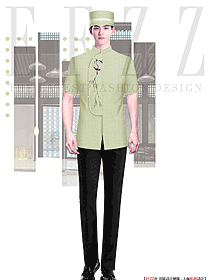 中式酒店夏季行李生服裝定做真人設計效果圖