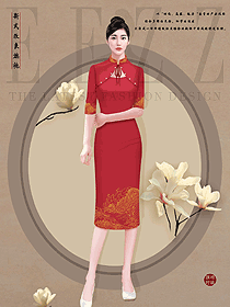 酒店婚慶禮儀美女旗袍服裝定制設計圖片
