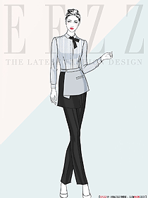 高檔西餐廳女服務員原創定制制服設計效果圖