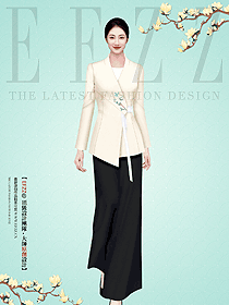 原創(chuàng)設(shè)計(jì)山水畫風(fēng)格酒店餐飲服務(wù)生制服定制工裝