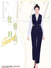 男女同款修身西裝馬甲職業裝套裝設計圖