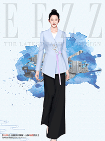 中國傳統文化酒店餐飲員工長裙制服設計方案原創作品