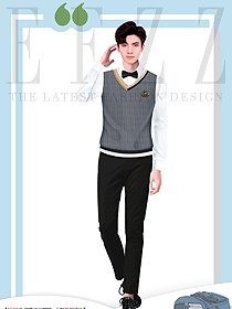 毛衣背心針織學(xué)院風(fēng)馬甲襯衫套裝男初中學(xué)生校服V領(lǐng)馬夾制服設(shè)計(jì)