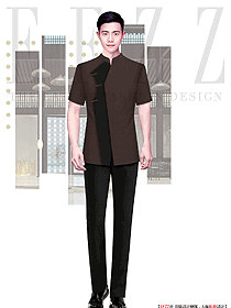 深色素雅酒店行李生中式服裝定制設計案例