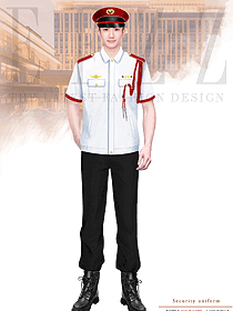 物業(yè)管理公司白色短袖保安制服設(shè)計(jì)圖
