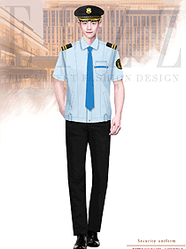 新式中淺藍(lán)色保安員工工作服物業(yè)售樓部形象崗禮賓服設(shè)計