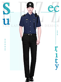 藏藍色夏季夏裝物業門衛男裝制服設計圖
