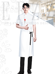 短袖白色款蛋糕師工作服定做樣衣圖