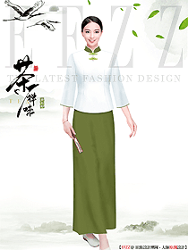 高端會所茶藝師服裝定制設計款式圖