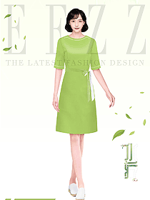 休閑會所員工連衣裙款式制服設計圖