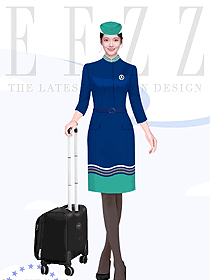原創設計空姐制服連衣裙女藍色空乘新款高端夏裝案場售樓部職業裝