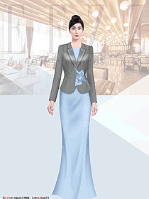 女長袖秋冬酒店餐飲咨客領班員工制服設計圖