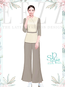 春季新款SPA養生館美容院美容師工作服設計圖