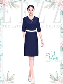 新款氣質(zhì)顯瘦美容院采耳足浴店足療技師服連衣裙款