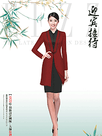高端酒店迎賓咨客員工復古改良長款制服定制設計