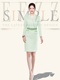 女職業(yè)套裝免燙高端通勤蘋果綠連衣裙英倫商務正裝