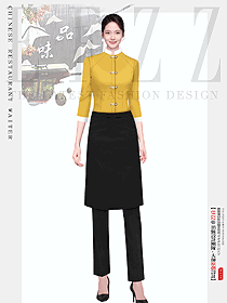 短袖餐飲夏季餐廳火鍋燒烤飯店員工制服定制設(shè)計(jì)款