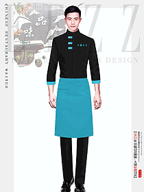 酒店飯店餐廳燒烤店圍裙工裝制服定制設計款