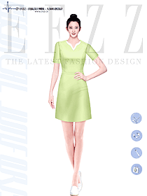 藥店美容院員工連衣裙夏裝工作服設計圖