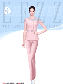 甜美粉色時尚醫(yī)護制服短袖夏裝設計圖