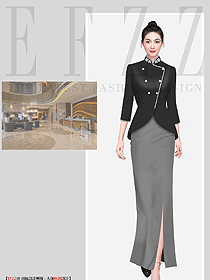 女春秋長款正裝酒店前臺接待制服工作服設計圖