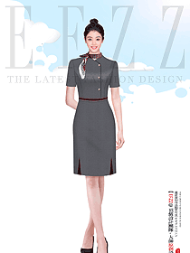 夏季連衣裙款空姐職業(yè)套裝效果圖設計