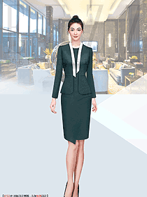 酒店前臺工裝春秋女款工作服設計效果圖