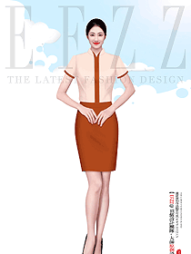 短袖襯衫款空姐OL職業裝設計圖