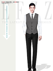 灰色百搭馬甲男修身西裝馬甲職業裝設計圖