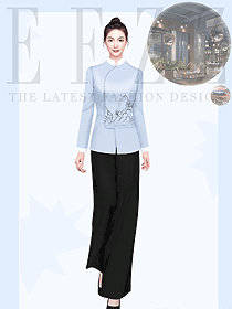 長款酒店餐飲員工工作服定制設計作品圖