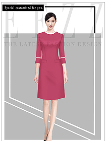 辦公前臺文員通用女員工連衣裙款職業裝設計圖