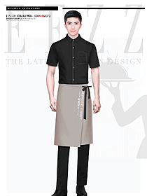 夏季短袖圍裙西餐服務生制服設計效果圖