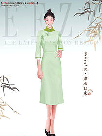 春夏新款雪紡亮絲刺繡雙層旗袍設計圖