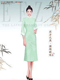 夏季新款圓襟復合蕾絲旗袍連衣裙