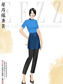 手繪餐飲服務生服裝定制設計圖