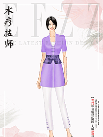 spa按摩美女技師工作服設計手繪案例