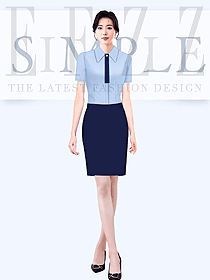 免燙女襯衫淺藍色襯衣修身女裝設計效果圖