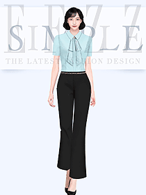 可拆卸蝴蝶結襯衫女職業面試學生短袖襯衫