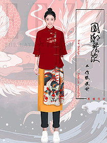 國潮文化星級酒店餐廳女服務生制服設計