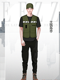 快遞物流外賣員騎手員工夏季馬夾制服設(shè)計效果圖