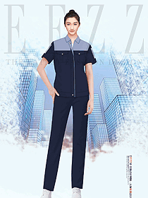 夏季工作服套裝女薄款定制短袖制服設(shè)計效果圖