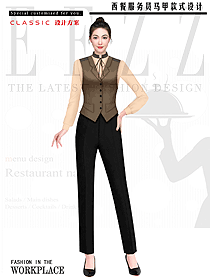 西餐酒吧女服務生員工工作服設計平面圖