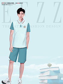 英倫風男學生體恤衫服裝定制設計平面圖