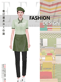 連鎖快餐女服務生短袖制服設計效果圖